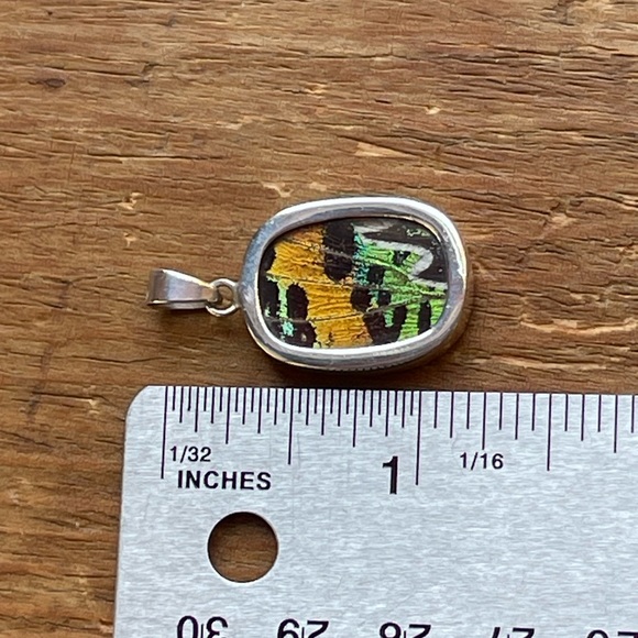 Reversible 925 Silver butterfly wing pendant genuine - Picture 3 of 5